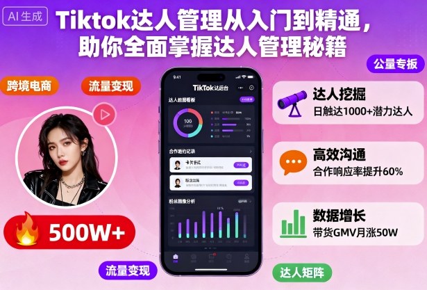 Tiktok达人管理从入门到精通，助你全面掌握达人管理秘籍-大川资源分享站