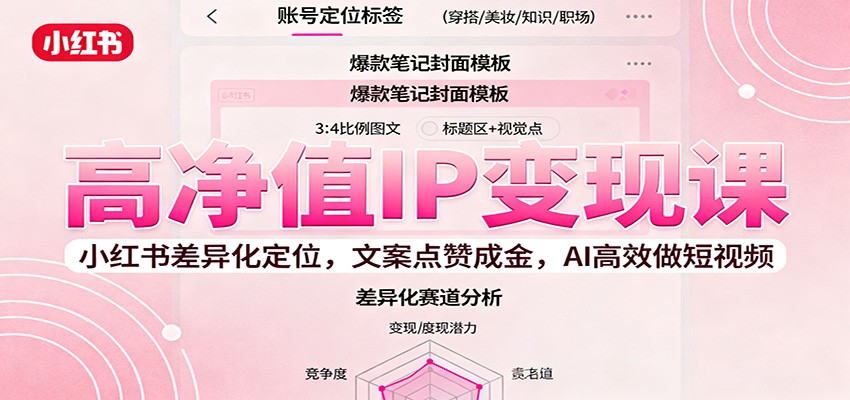 高净值IP变现课：小红书差异化定位，文案点赞成金， AI高效做短视频-大川资源分享站