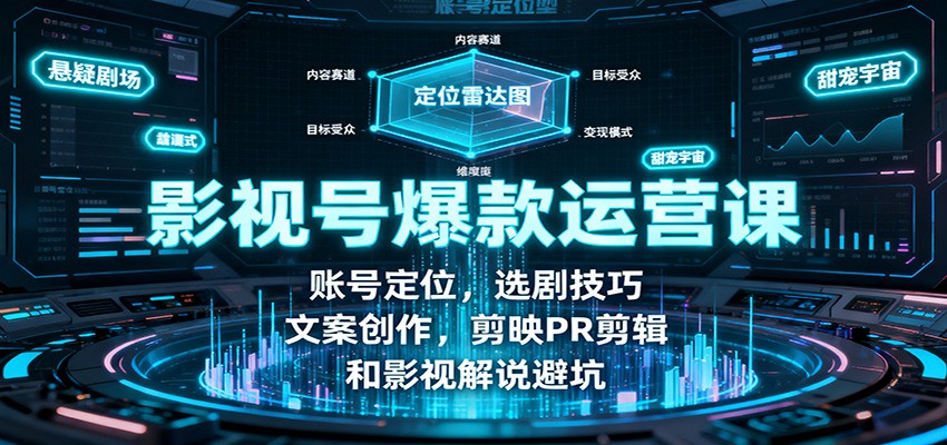 影视号爆款运营课:账号定位,选剧技巧,文案创作,剪映PR剪辑和影视解说避坑-大川资源分享站