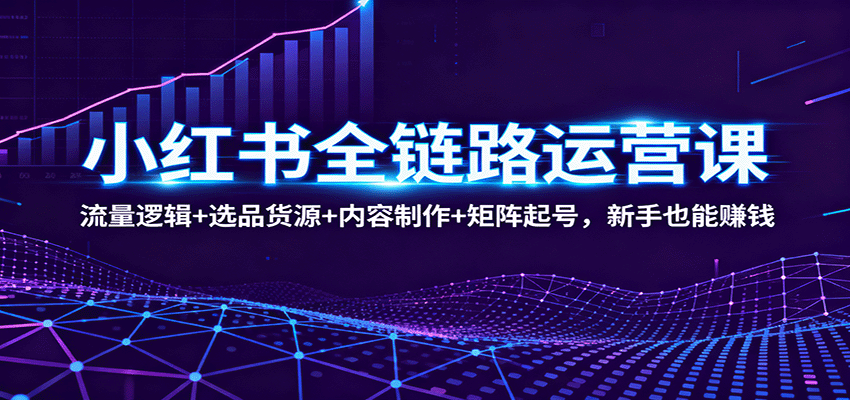 小红书全链路运营课：流量逻辑+选品货源+内容制作+矩阵起号，新手也能赚钱-大川资源分享站