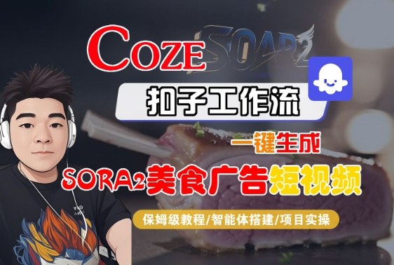 Coze扣子智能体工作流一键生成“SORA2美食广告“短视频，全流程保姆级教学-大川资源分享站