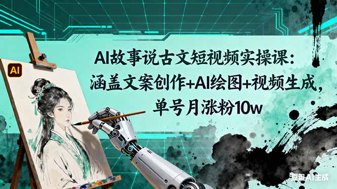 AI故事说古文短视频实操课：涵盖文案创作+AI绘图+视频生成，单号月涨粉10w-大川资源分享站