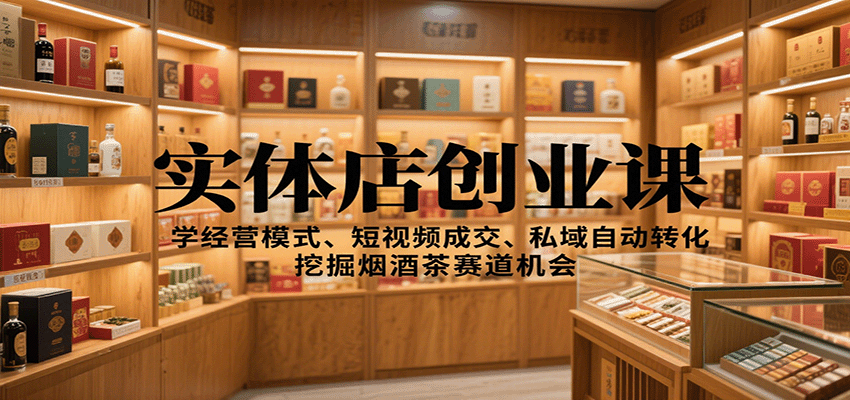 实体店创业课：学经营模式、短视频成交、私域自动转化，挖掘烟酒茶赛道机会-大川资源分享站