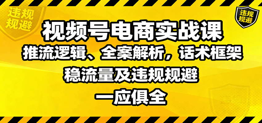视频号电商实战课：推流逻辑、全案解析，话术框架，稳流量及违规规避等-大川资源分享站