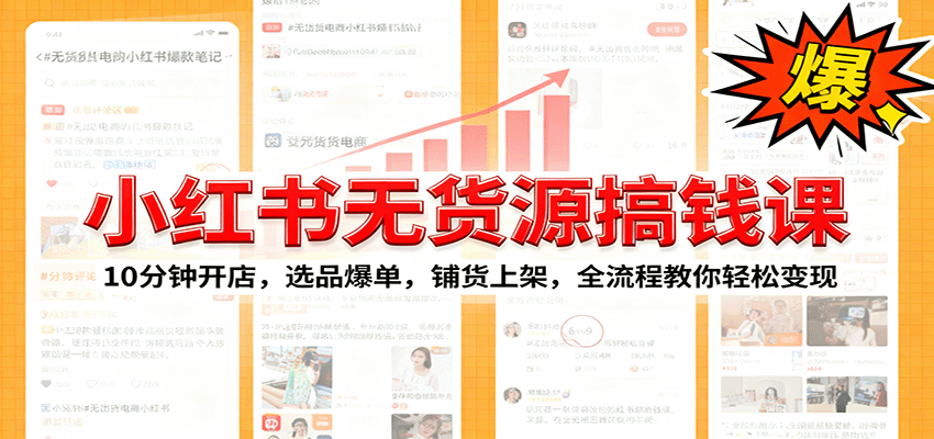 小红书无货源爆单课:10分钟开店,选品爆单,铺货上架,全流程教你轻松变现-大川资源分享站