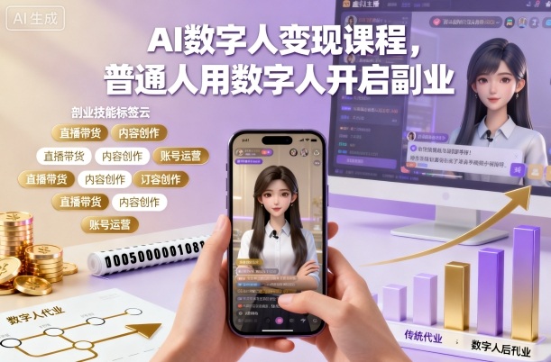 AI数字人变现课程，普通人用数字人开启副业-大川资源分享站