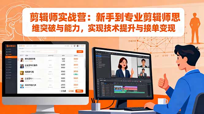 剪辑师实战营：新手到专业剪辑师思维突破与能力，实现技术提升与接单变现-大川资源分享站