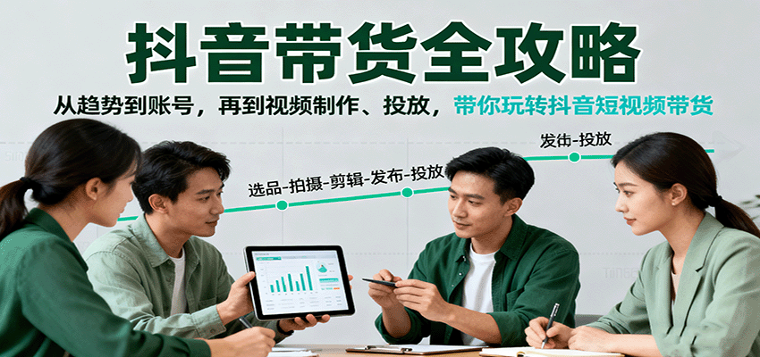 抖音带货全攻略：从趋势到账号，再到视频制作、投放，带你玩转抖音短视频带货-大川资源分享站