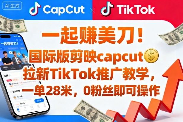 一起賺美刀！国际版剪映capcut拉新TikTok推广教学，一单28米，0粉丝即可操作(附推广入口和教学)-大川资源分享站