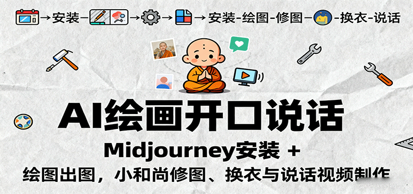 AI绘画开口说话，Midjourney安装 + 绘图出图，小和尚修图、换衣与说话视频制作-大川资源分享站