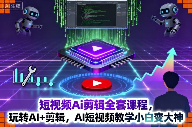 短视频Ai剪辑全套课程，玩转AI+剪辑，AI短视频教学小白变大神-大川资源分享站
