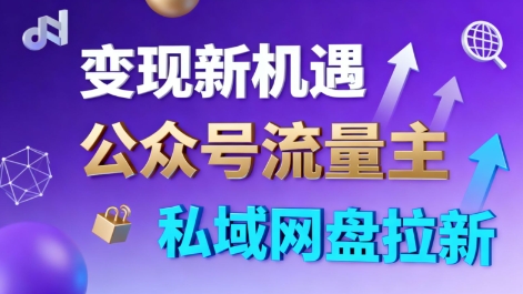 公众号流量主+私域网盘拉新，多方式变现，简单易上手，当天就有收益-大川资源分享站