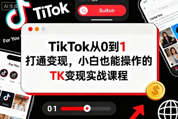 TikTok从0到1打通变现，小白也能操作的TK变现实战课程-大川资源分享站