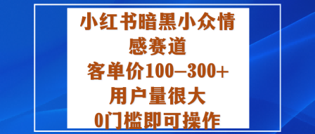 小红书暗黑小众情感赛道，客单价100-300+用户量很大，0门槛即可操作-大川资源分享站