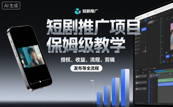 短剧推广项目保姆级教学，授权、收益、流程、剪辑，发布等全流程-大川资源分享站