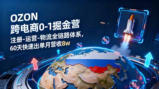 OZON跨境电商0-1掘金营:注册-运营-物流全链路体系,60天快速出单月营收8w-大川资源分享站