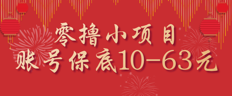 零撸小项目，一个账号保底10-63元，适合新手小白操作，能多账号领低保-大川资源分享站
