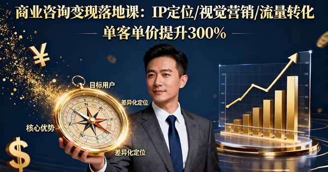 商业咨询变现落地课：IP定位/视觉营销/流量转化，单客单价提升300%-大川资源分享站
