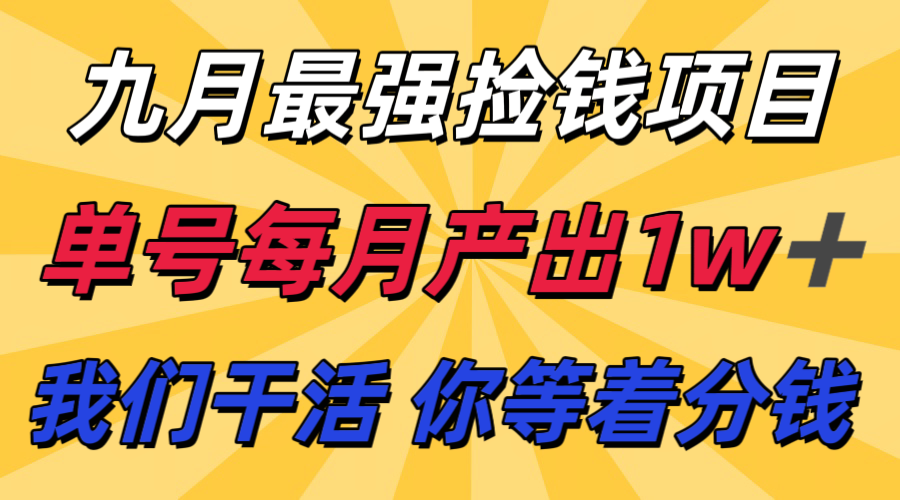 九月最强捡钱项目！ 支付宝分成代运营，我们干活，你分钱！单号月产1w+-大川资源分享站