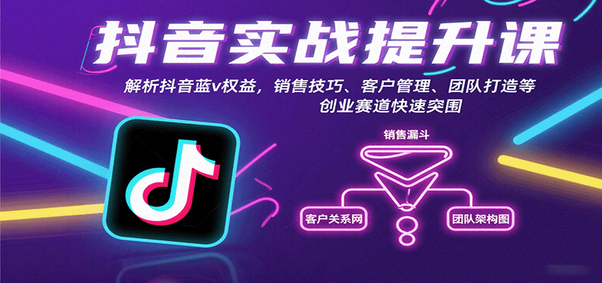 抖音实战提升课:解析抖音蓝v权益,销售技巧、客户管理、团队打造等创业赛道快速突围-大川资源分享站