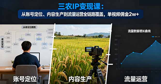 三农IP变现课：从账号定位、内容生产到流量运营全链路覆盖，单视频佣金2w+-大川资源分享站