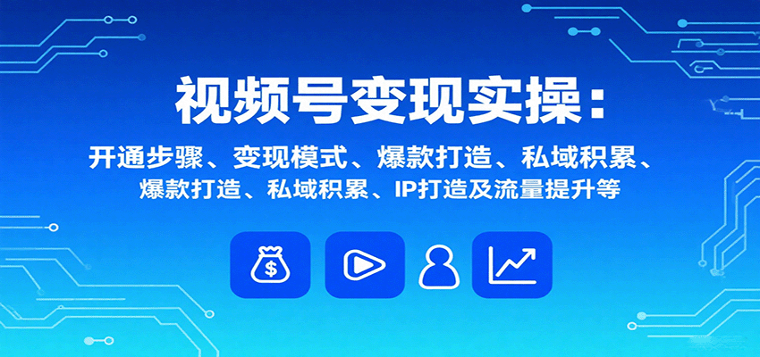 视频号变现实操，含开通步骤、变现模式、爆款打造、私域积累、IP打造及流量提升等-大川资源分享站