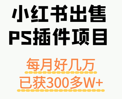 小红书出售PS插件项目，每月都收入好几万，长期操作已获利300多W+-大川资源分享站