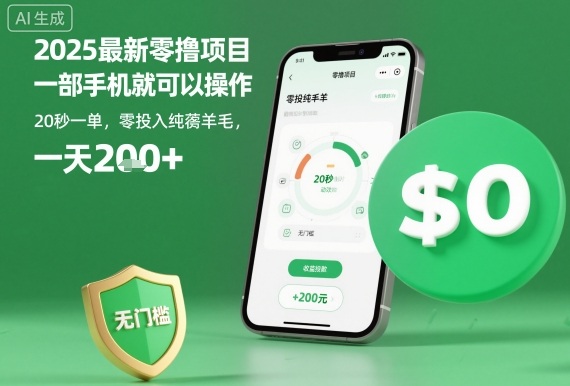 2025最新零撸项目，一部手机就可以操作，20秒一单，零投入纯薅羊毛，无门槛，一天200+【揭秘】-大川资源分享站