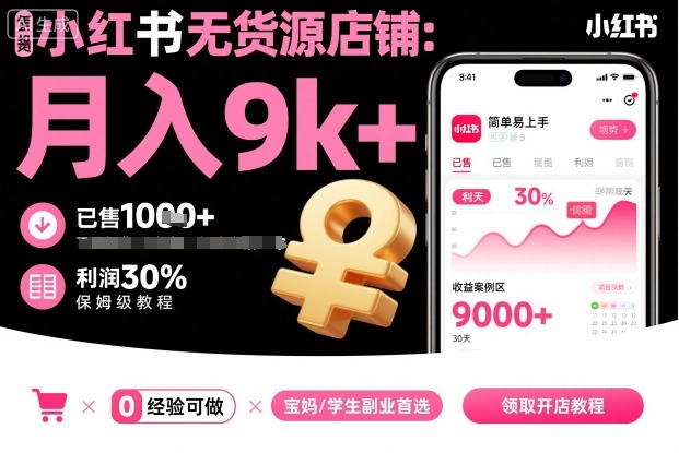 小红书无货源店铺项目，简单易上手，月入9k+，保姆级教程-大川资源分享站