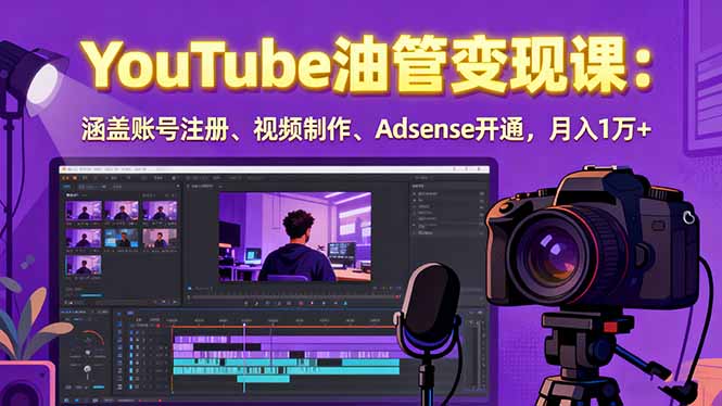 2025YouTube油管变现课:涵盖账号注册、视频制作、Adsense开通,月入1万+-大川资源分享站