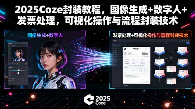 2025Coze封装教程,图像生成+数字人+发票处理,可视化操作与流程封装技术-大川资源分享站