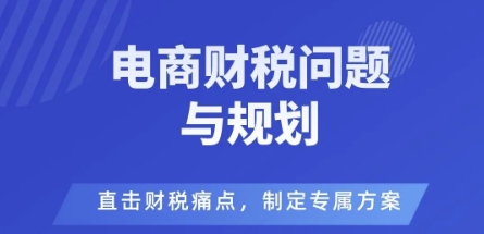 电商企业财税风险与规避，直击财税痛点，制定专属方案-大川资源分享站