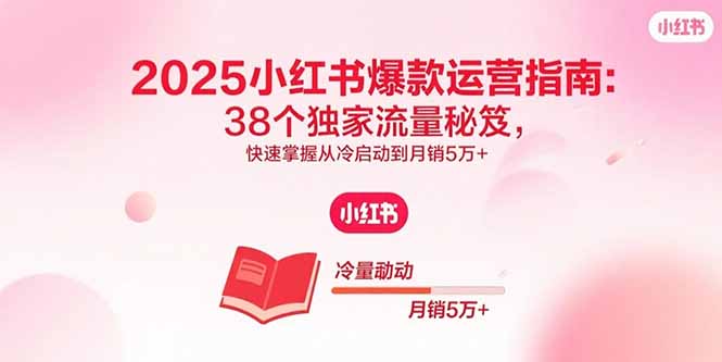 2025小红书爆款运营指南:38个独家流量秘笈,快速掌握从冷启动到月销5万+-大川资源分享站