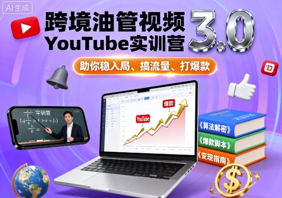 跨境油管视频YouTube实训营3.0，助你稳入局、搞流量、打爆款-大川资源分享站