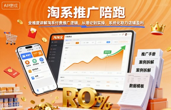 淘系推广陪跑，全维度讲解淘系付费推广逻辑，从理论到实操，系统化助力店铺盈利-大川资源分享站