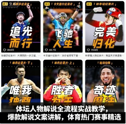 体坛人物解说全流程实战教学，爆款解说文案讲解，体育热门赛事精选-大川资源分享站