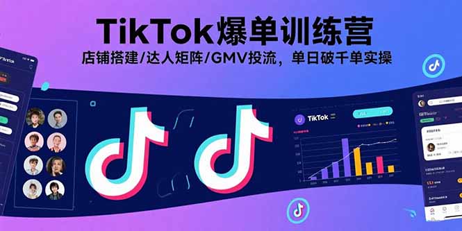 TikTok爆单训练营,店铺搭建/达人矩阵/GMV投流,单日破千单实操-大川资源分享站