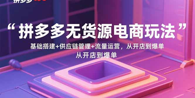 拼多多无货源电商玩法：基础搭建+供应链管理+流量运营，从开店到爆单-大川资源分享站