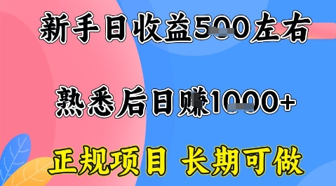 全年可变现项目，收益高无门槛，正规项目，长期可做，一天收益1k+一台电脑在家创业【揭秘】-大川资源分享站