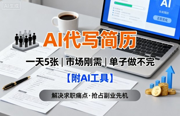 AI代写简历，一天5张，今年找工作难，市场刚需，单子做不完【附AI工具】-大川资源分享站
