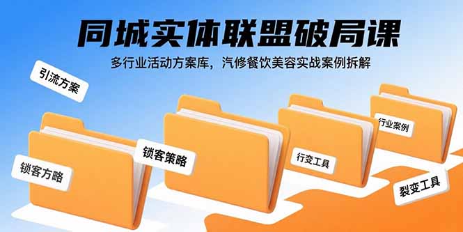同城实体联盟破局课，多行业活动方案库，汽修餐饮美容实战案例拆解-大川资源分享站