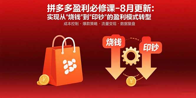 拼多多盈利必修课-8月更新：突破运营瓶颈 实现从烧钱到印钞的盈利模式转型-大川资源分享站