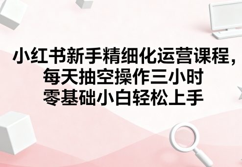 小红书新手精细化运营课程,每天抽空操作三小时,零基础小白轻松上手-大川资源分享站