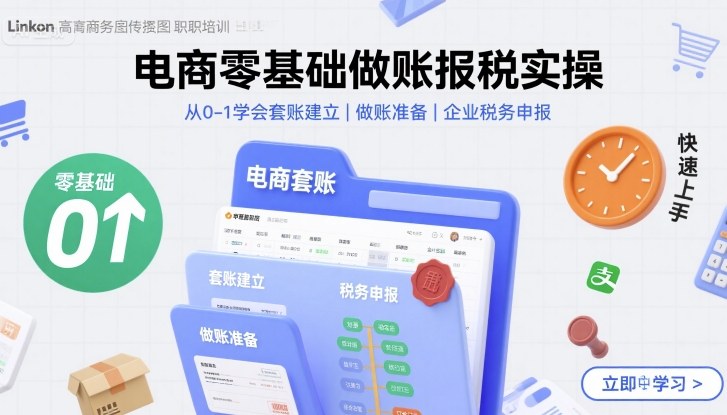 电商零基础做账报税实操快速上手，从0-1学会套账建立，做账准备，企业税务申报-大川资源分享站