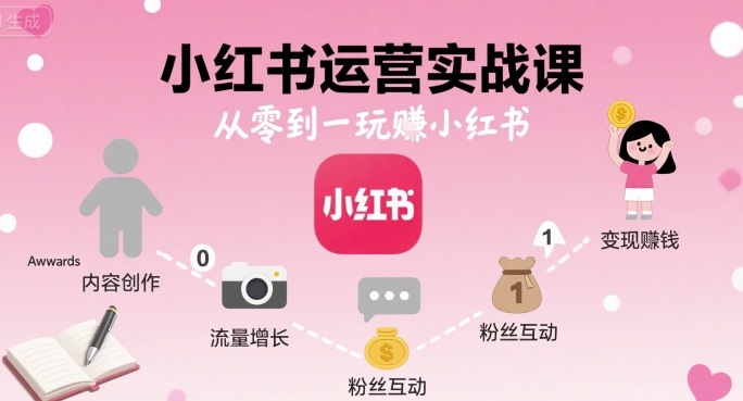 小红书运营实战课，从零到一玩賺小红书-大川资源分享站