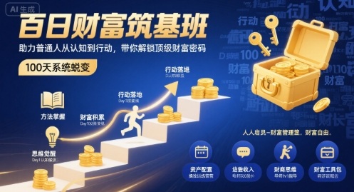 百日财富筑基班，助力普通人从认知到行动，带你解锁顶级财富密码-大川资源分享站