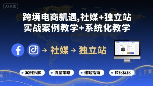 跨境电商新机遇,社媒+独立站,实战案例教学+系统化教学-大川资源分享站