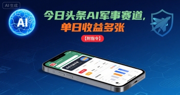 今日头条AI军事赛道，单日收益多张 ，手机可做【附指令】-大川资源分享站