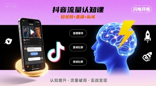 抖音流量认知课,短视频+直播+私域,认知提升,闪电开悟-大川资源分享站
