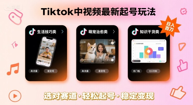 Tiktok中视频最新起号玩法,想要日入百刀,做好这几个赛道就可以了-大川资源分享站